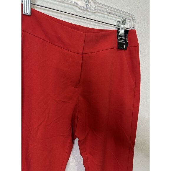 NY&C 7th Design Straight Leg Stretch Waist Red Work Pants Size 6 - Picture 2 of 10